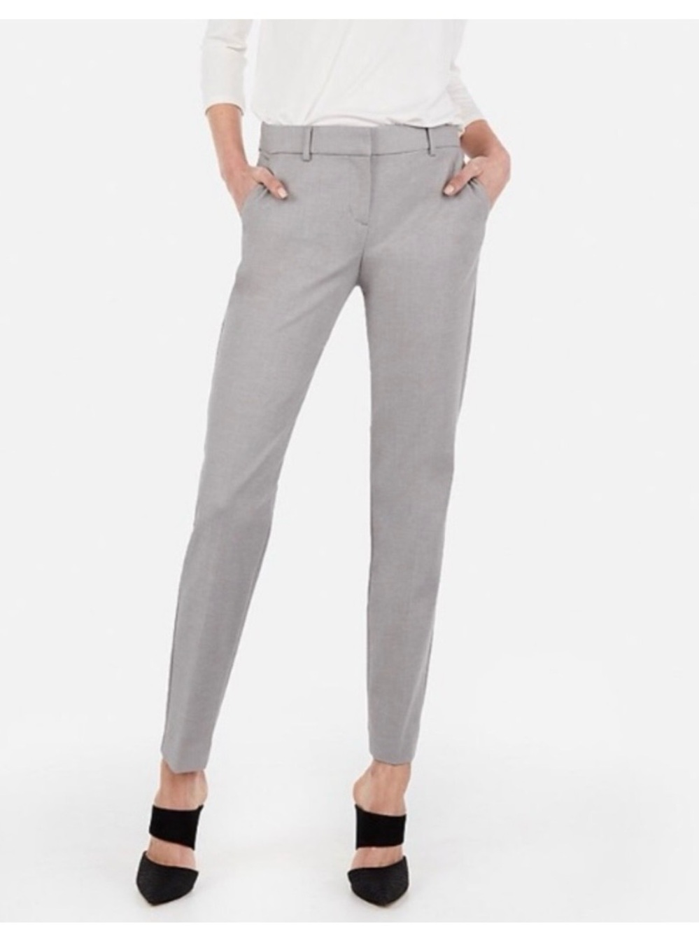 Express Columnist Tailored Women's Dress Pants - Light Gray